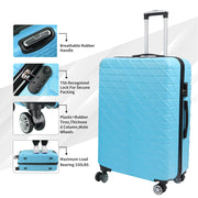 Fyydes 3 Piece Luggage Set, Hardshell Lightweight Suitcase with Spinner Wheels, Blue - TSA Approved Lock