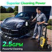 Tcisa Electric Pressure Washer, 3700 PSI, 2.5 GPM, Corded with 35FT Power Cord, 20FT Hose, 4 Quick Connect Nozzles, Foam Cannon, HC001MU10NBA