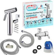 Axiomdeals AH4-1 Handheld Bidet Sprayer - Stainless Steel, Hot & Cold Options, Easy Wall/Toilet Mounting
