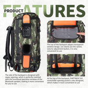 Ayaoqiang Speaker Carry Case, Rugged Waterproof Nylon Tote Bag Backpack with Dual Handles and Shoulder Strap, Transparent Top Window, Large Interior Pocket, Camouflage, Compatible with JBL Party Box Series 310-CM