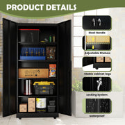 EDX 71 in Metal Storage Cabinet with Pegboard, Locking Doors, Adjustable Shelves, Black, Wall Mount, EDX-TPG-G01