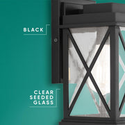 Progress Lighting Avec Wrenna Collection Farmhouse Matte Black Outdoor Wall Lantern with Clear Glass Shade