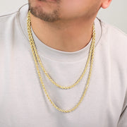 Nuragold 10K Yellow Gold 5mm Diamond Cut Rope Chain Necklace, 26in, Italian Jewelry for Men and Women NG10YRPH035-26