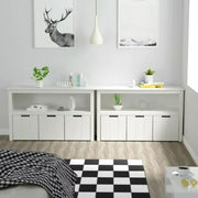 Homfa USATCN1004342 Kids' Toy Box with Shelves and Wheels White