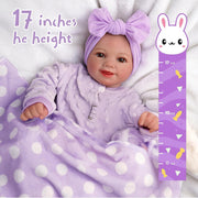 Babeside Lifelike Reborn Baby Doll, 17 Inch, Soft Vinyl and Cloth Body, Realistic Newborn Girl with Bassinet and Feeding Kit