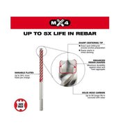 Milwaukee 48-20-8402 1/2 in. x 13 in. 4-Cutter SDS-MAX Carbide Drill Bit