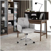Costway CB10227GR Gray Hollow Mid Back Leisure Office Chair Adjustable Task Chair with Armrest