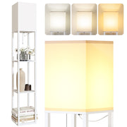 SUNMORY 63 in White LED Shelf Floor Lamp with Three-Tier Storage Shelves, Dimmable Three-Color Lighting, Weighted Base, MF19308C_WT