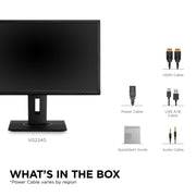 ViewSonic VG2240 22-Inch Full HD 1080p LED Monitor, 100Hz Refresh Rate, USB Hub, HDMI DisplayPort VGA Inputs, Ergonomic Stand