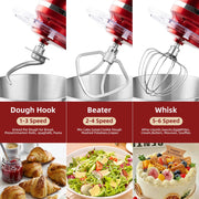 Hosaud 6.5 QT Electric Stand Mixer, 3-IN-1 Food Mixer, Red