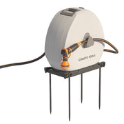 Giraffe Tools Ground-Mounted Retractable Garden Hose Reel, 1/2 in., 82 ft., Light Grey, UV-Resistant Polypropylene Frame, SGW-R12A82M
