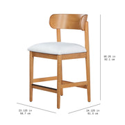 Beautiful Drew Counter-Height Stools, Solid Wood, Padded Seats, Horseshoe Backrest, Mid-Century Design, Rich Black or Warm Honey Finish, Set of 2