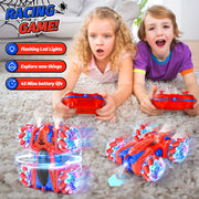 Hot Bee LY-014 Double-Sided RC Stunt Car, 360 Spins, Spider Design, 4WD All-Terrain Vehicle, LED Lights, Red and Blue