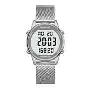 Hearkent Women Pedometer Watch, Step Tracker with Calories Counter, Large LCD Display, 30M Waterproof, Alloy Metal Case, Silver