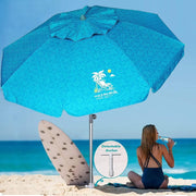 AMMSUN TS71124-HB 7ft Heavy Duty Beach Umbrella UPF50+ with Sand Anchor & Tilt Shelter & Bag, Sky Blue