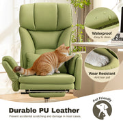 Coolhut Big and Tall Office Chair, High Back Executive PU Leather Desk Chair with Footrest, Ergonomic Design, Adjustable Reclining, Expandable Seat, Avocado Green, CH-6088-AvocadoGreen