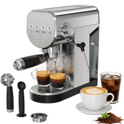 Patbrela Coffee Maker, 20 Bar Espresso Machine with Milk Frother, Cold Brew, Compact Steel Design, 1250W, CM0012