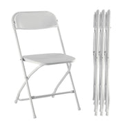 edx 4-Pack Folding Chair, Indoor, White, Foam Cushion, Iron Frame with PVC Finish, Stackable, Lightweight, Triangular Support Design