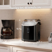 Goosiay Nugget Ice Maker Portable Countertop, 33lb Daily Output, Soft Chewable Pebble Ice, Stainless Steel Black, HZB-15N/S