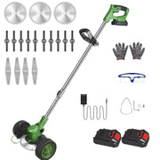 AOVOX Cordless Electric Weed Wacker w/2 4.0Ah Batteries, Brushless Weed Eater, 3-in-1 Grass Trimmer & Lawn Mower, Green