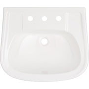 Signature Hardware Rainsville 23in Porcelain Wall-Mounted Bathroom Sink, White, 3 Faucet Holes at 8in Centers, Overflow, 953839-8