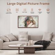 EKASN 22in Digital Photo Frame, 32GB Memory, 1920x1080 Full HD IPS Display, Dual-Band Wi-Fi, Remote Control, Auto-Rotate, Black