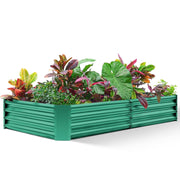 Land Guard Raised Garden Bed, Galvanized Metal Rectangle Planter Kit, 8x4x1 ft, Forest Green
