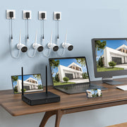 TOPVISION JQ6026HEC Security Camera System Wireless, 8CH 3MP NVR Home Security System, 4pcs 1080P Wifi IP Security Surveillance Cameras with Full Color Night Vision,