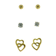 Brilliance Fine Jewelry Assorted Stud Earrings Set 4mm 3 Pairs