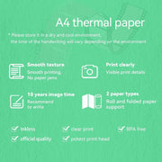Jeree A4 Thermal Printer Paper, 4 Rolls, 8.3 in Wide x 23 in Length, BPA-Free, Waterproof, Jam-Free Design, Compatible with PeriPage A40 M08F MT810