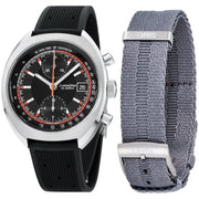 Oris Chronoris Limited Edition Men's Watch, Black Dial with Orange Accents, 40mm Stainless Steel Case, Scratch-Resistant Sapphire Crystal, Black Silicone Strap, Automatic Movement, Chronograph, Tachymeter, 67377394034RSBLKSET