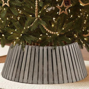 Stephan Roberts STRB-SLATC0-06 Farmhouse Wooden Tree Collar, Rustic Smoke Gray, Fits Up to 9ft Christmas Tree, 27in Diameter