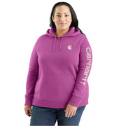 Carhartt Women's Clarksburg Graphic Sleeve Hoodie, Relaxed Fit Midweight Pullover, Cherry Bloom, Small, 102791-V74