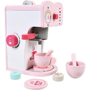 Topteng Pretend Play Coffee Machine Set for Kids, Pink
