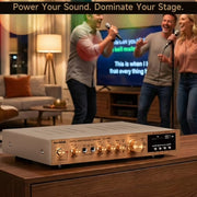 VIPQV 2000W Bluetooth Home Audio Amplifier, 5-Channel Stereo Receiver with Dual Microphone Inputs, USB SD AUX RCA, FM Radio, Headphone Jack