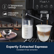De'Longhi Magnifica Start Automatic Espresso Machine with Built-in Conical Burr Grinder, LatteCrema Milk Frother, 5 One-Touch Drinks, Black, ECAM22080B