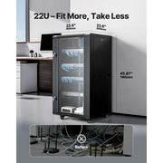 KFFKFF 22U Wall-Mount Network Cabinet, 23.6-Inch Depth, 300 lb Load Capacity, Lockable Tempered Glass Door, Removable Side Panels, SPT-604-22