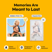 Kodak Mini 3 Retro Portable Photo Printer, 4PASS Dye Sublimation, Bluetooth Wireless, Battery Powered, White, 68 Sheets Bundle P300RW 30BNDL