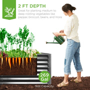 Best Choice Products Outdoor Metal Raised Garden Bed, 6x3x2 ft, 24-Inch Growing Depth, Powder-Coated Steel, Gray