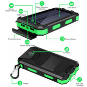 CATGOOD BAOKALER 30000mAh Solar Power Bank with Dual 5V USB Ports, 2 LED Flashlights, Compass, Water-Resistant Portable Charger for Outdoor Camping Hiking, Green
