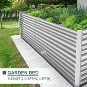 Land Guard Raised Rectangle Garden Bed, Durable Galvanized Metal, Rust-Resistant Powder Coating, 8x4x3ft, Deep 3ft Growing Depth, Easy Assembly, Silver