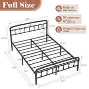 Kinsfook Metal Full Size Bed Frame, Victorian Style Headboard and Footboard, Black