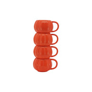 Way To Celebrate Halloween Pumpkin Stackable Mug set with Iron Rack, Orange