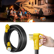 SPEEDWOW 30 FT 50 Amp RV Extension Cord, 125/250V Heavy Duty Extension Cord with Generator Inlet Box, Waterproof Power Cord