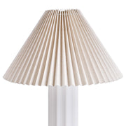 SUNMORY 17.5 Ceramic Table Lamp with Pleated Fabric Shade, 3-Way Dimmable LED, White, Bedside Nightstand Lamp for Bedroom and Living Room