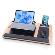 Coliware Lap Desk, 21.6 Inch Wood Grain Laptop Desk with Dual Cushion, Built-In Leather Mouse Pad, Device Ledge, Storage Slots, Lightweight with Carry Handle