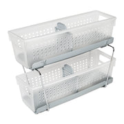 Made Smart Solid Mini 2-Tier Utility Storage Bin Organizers, Gray