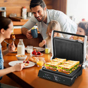 Costway ES10271US-DK Electric Panini Press Grill Sandwich Maker with LED Display & Removable Drip Tray