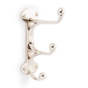 Signature Hardware Prue Brass Triple Robe Hook, Polished Nickel, Durable Bathroom Hardware