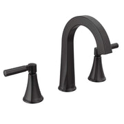 Delta 35839LF-BL Lorna 8 in. Widespread Double Handle Bathroom Faucet with Drain Kit, Matte Black